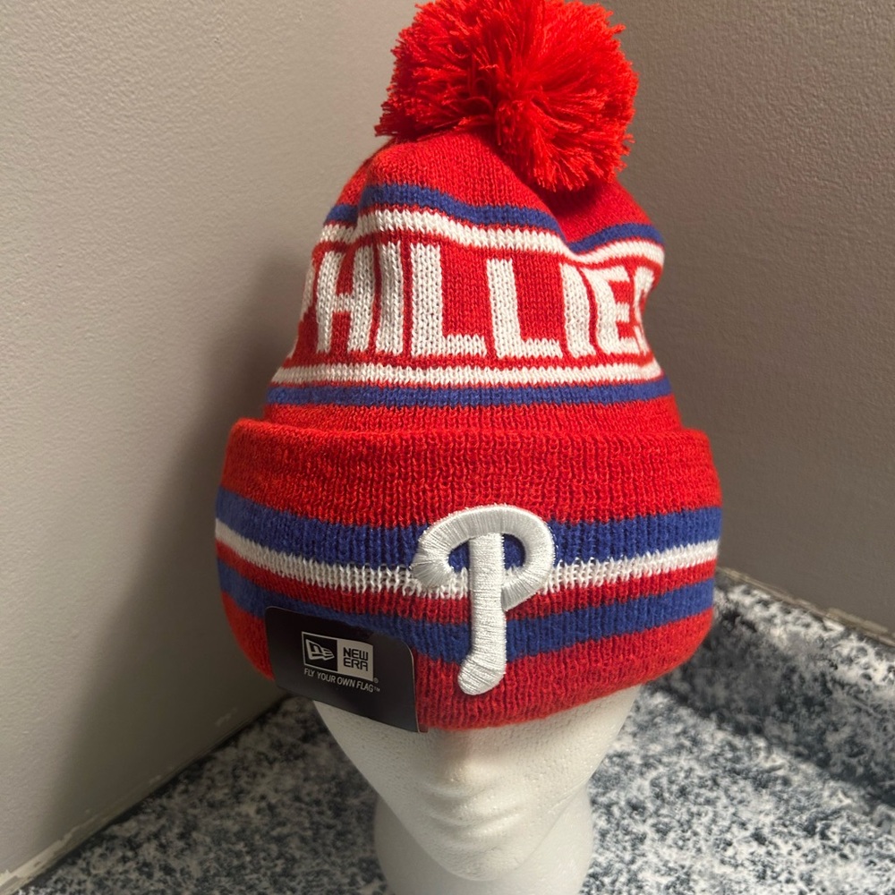 MLB NEW ERA PHILADELPHIA PHILLIES WINTER KNIT CUFFED POM BEANIE HAT ONE SIZE